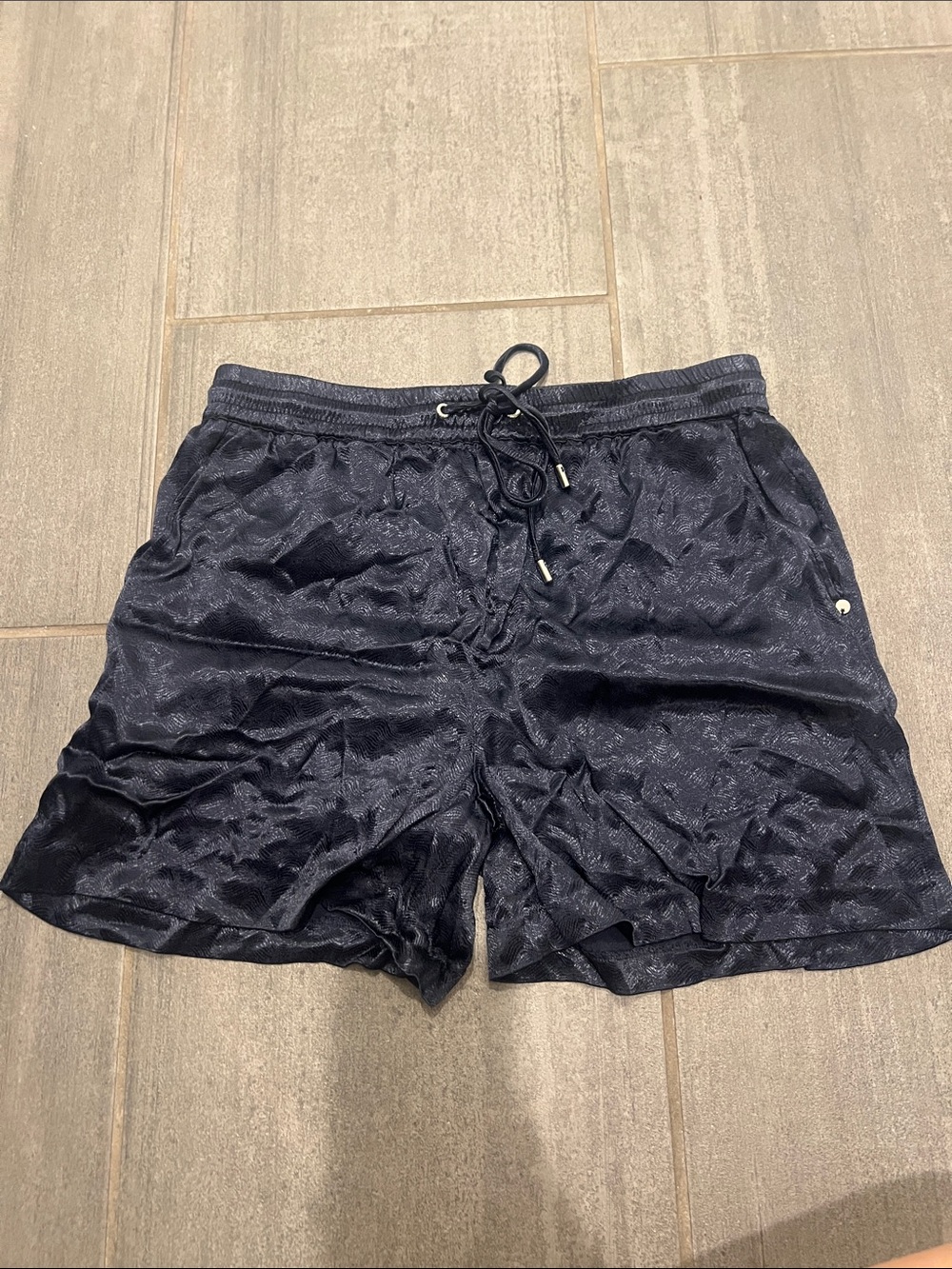 Scotch & Soda Navy Patterned Women's Satin Shorts